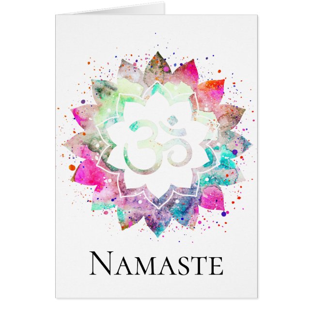*~* OM AUM Symbol Lotus Flower Mandala New Age Hälsningskort (Framsidan)
