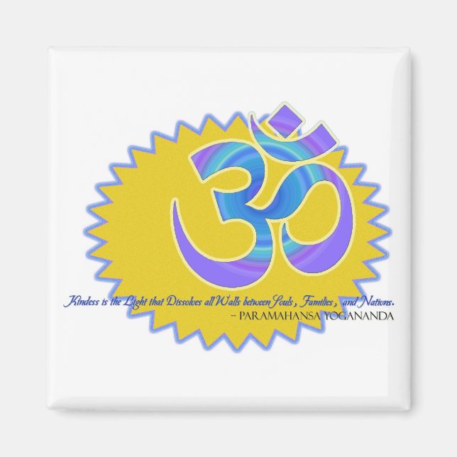 Om Aum-symbolen Paramahansa Yogananda-citatet Magnet (Framsidan)