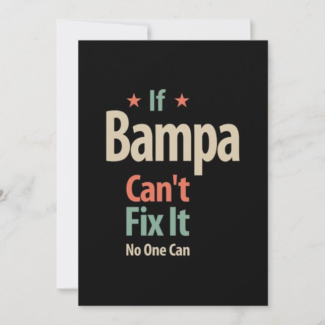 Om Bampa inte kan åtgärda det kan ingen | FAR Tack Kort (Framsida)