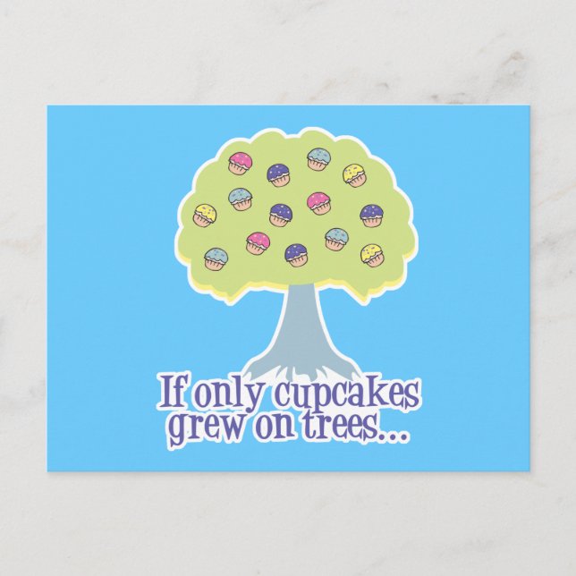 Om bara Cupcakes på Träd Vykort (Framsida)