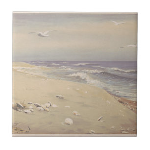 om Beach (1879) - Vintage Kustkonst Kakelplatta