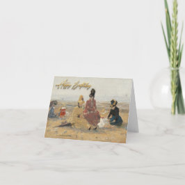 om Beach Trouville 1887 av Eugene Boudin Kort