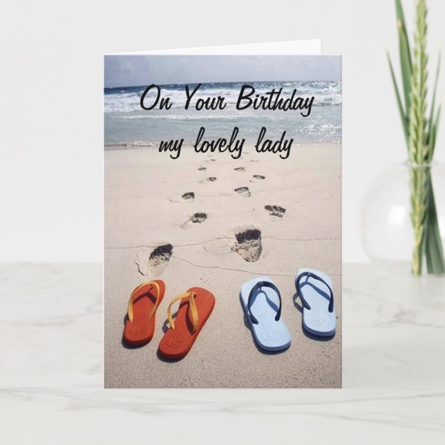 OM BIRTHDAY **MY LOVELY DAM** BEACH STIL KORT (Framsida)