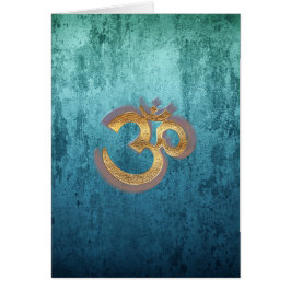 OM blå brus guld-dammen Asia Yoga Spiritualität Hälsningskort