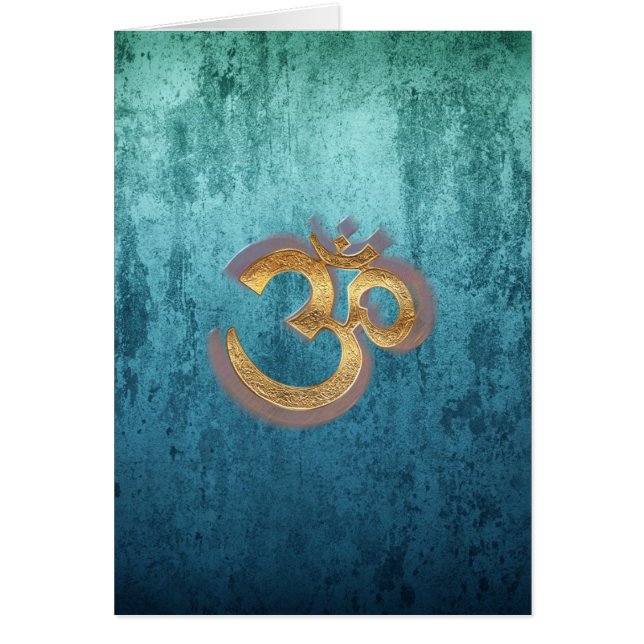 OM blå brus guld-dammen Asia Yoga Spiritualität Hälsningskort (Framsidan)