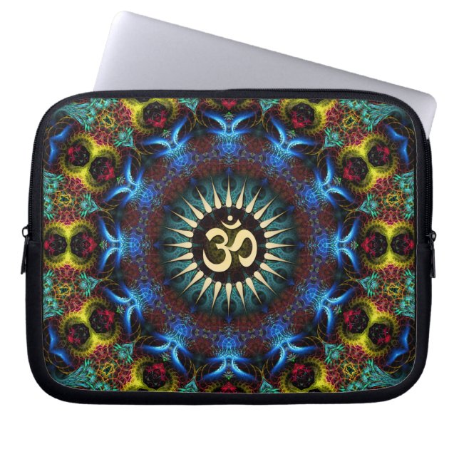 OM-Blommigt Fractal Mandala-anteckningsbok Laptop Sleeve (Framsidan)