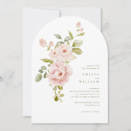 Öm Blush Blommig Bröllopsinbjudan Inbjudningar