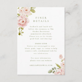 Öm Blush Blommig Bröllopsinkluderingkort Tilläggskort