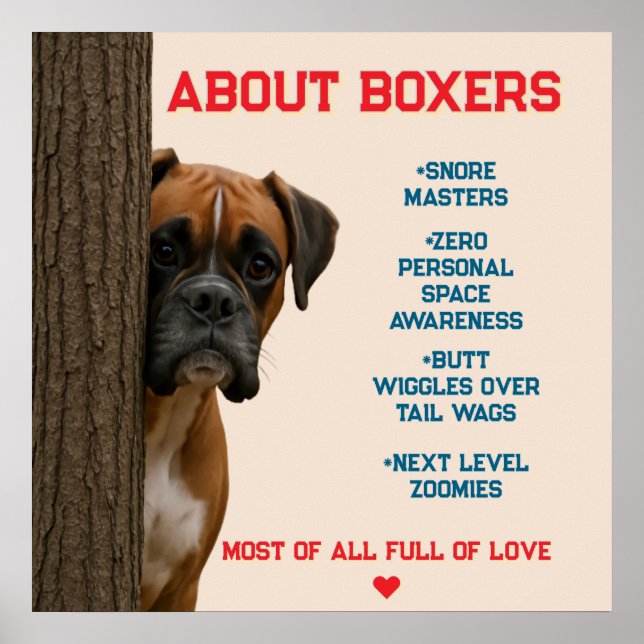 Om Boxers Funny & Loving Boxer-Hund offertdesign Poster (Framsidan)