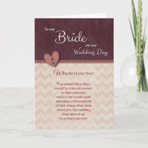 Om Bröllopsdag till Bride - Varför kärlekar jag di Kort