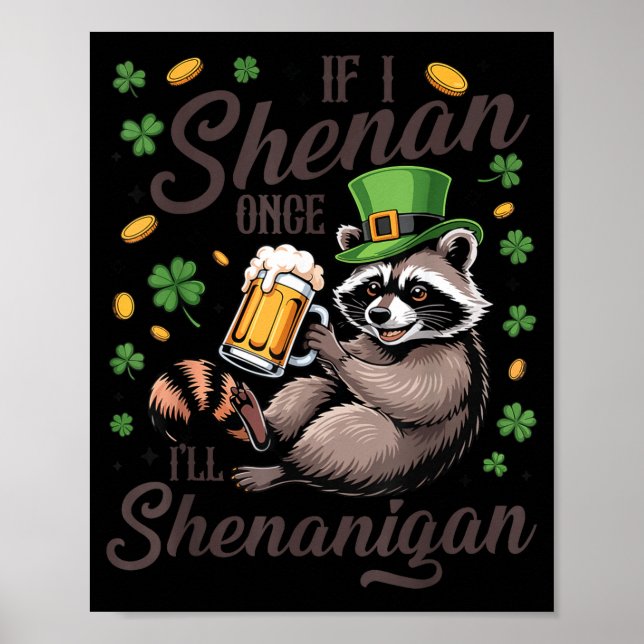 Om bus bus Saint Patrick's Day tvättbjörn Poster (Framsidan)