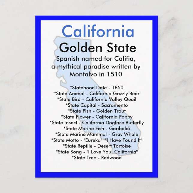 Om California Vykort (Framsida)
