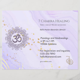 OM Chakra Energy Healer Reiki Lila Vågrät Reklamblad