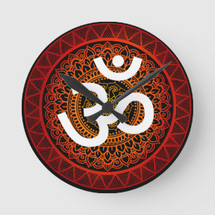 Om chakra mandala rund klocka