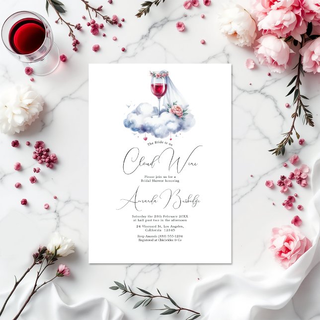 Om Cloud Vin Möhippa Inbjudningar (On Cloud Wine Bridal Shower Invitation)