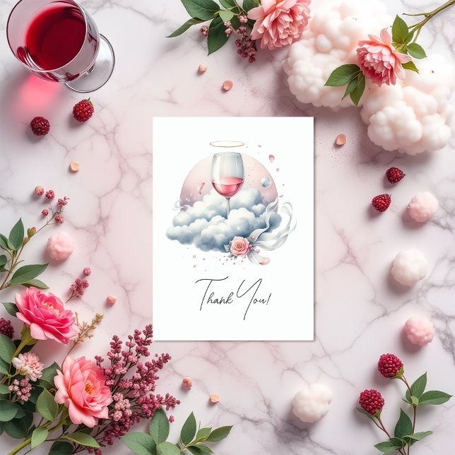 Om Cloud Vin Möhippa Tack Kort (On Cloud Wine Bridal Shower Thank You Card)