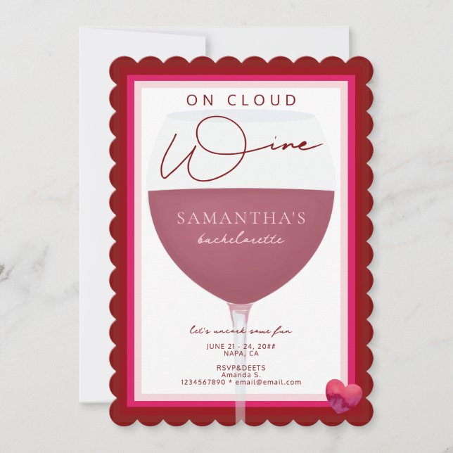 om Cloud Vin Winery Theme Napa Bachelorette Party Inbjudningar (Framsida)