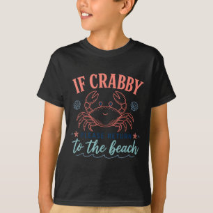 Om Crabby Återvänder till Stranden Rolig Sommar T Shirt