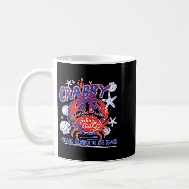 Om Crabby Vänligen Återvänd Till Stranddesign Kaffemugg (Vänster)
