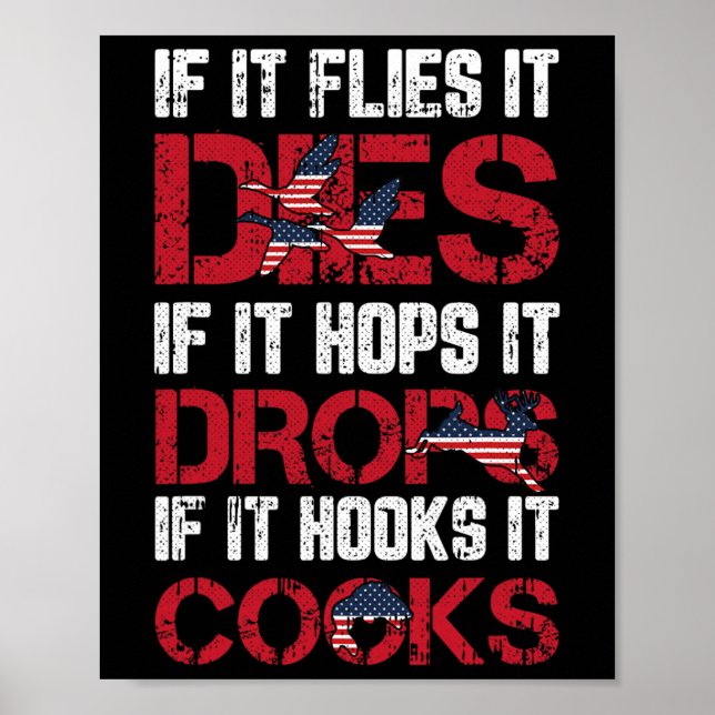 Om den flyger dör den 4 juli amerikanska Flagga Hu Poster (Framsidan)