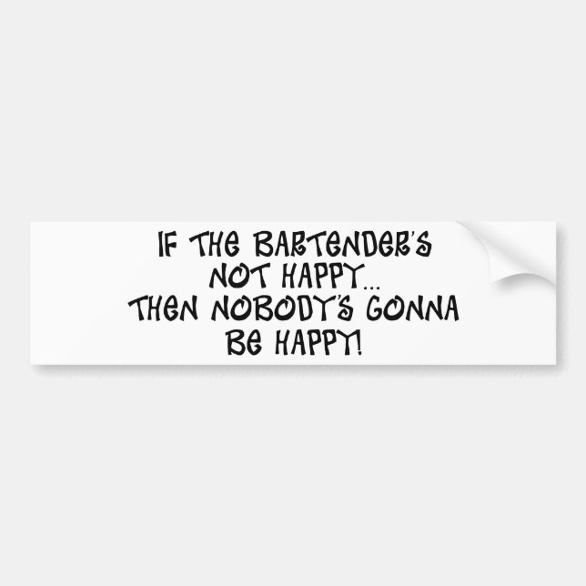 Om den inte lyckliga bartender'sen bildekal (Framsidan)