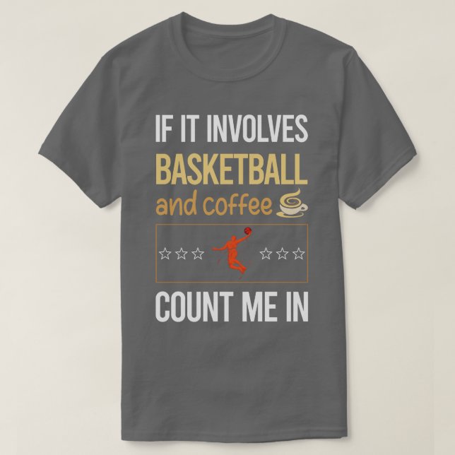 Om den omfattar kaffe och basket t shirt (Design framsida)