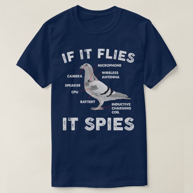 Om det flyger det spionerar på Pigeon Anatomy Bird T Shirt (Design framsida)