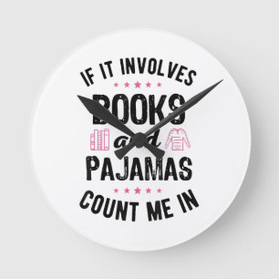 Om det handlar om Bokar och Pajamas Bok Älskare Bo Rund Klocka