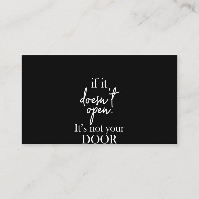 Om det inte öppnas är det inte din dörr visitkort (Framsida)