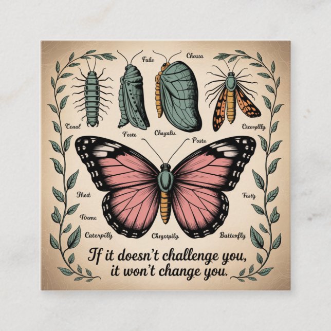 Om det inte utmanar dig, kommer det inte att förän fyrkantigt visitkort (Framsida)