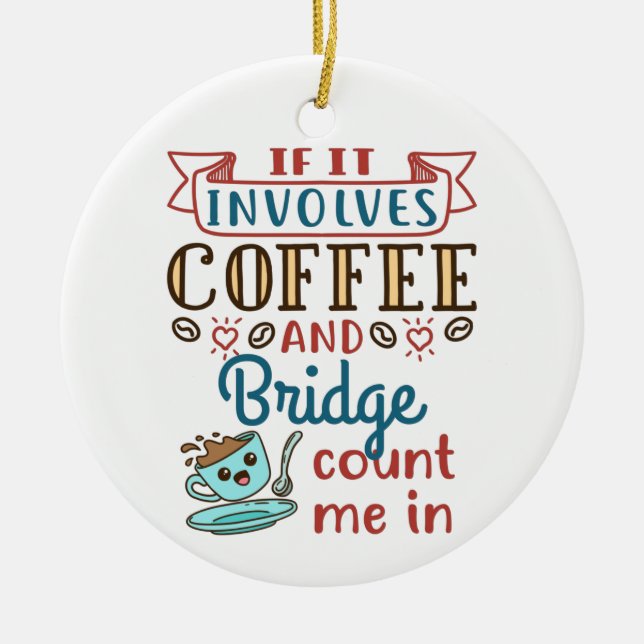 Om det omfattar kaffe och bryggkort julgransprydnad keramik (Framsidan)
