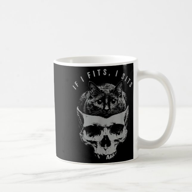 Om det passar sitt svarta katt skelett minimalisti kaffemugg (Höger)
