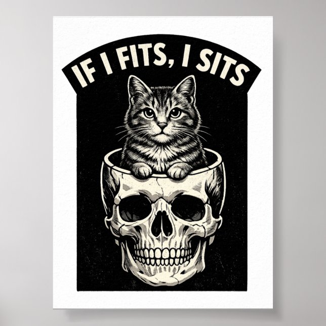 Om det passar sitter jag Svart katt skalle utskriv Poster (Framsidan)