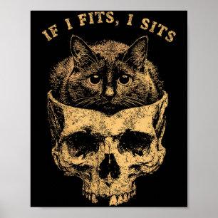 Om det passar sitter svart katt skalle minimalisti poster
