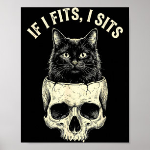 Om det passar sitter svart katt skalle minimalisti poster