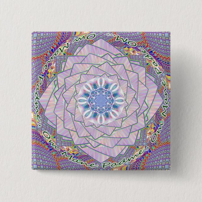 OM Dharma rullar lotusblomma knäppas Knapp (Framsida)