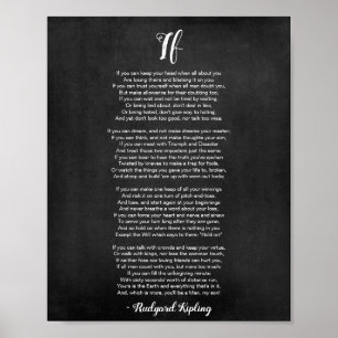 Om Dikt av Rudyard Kipling Black and White Poster