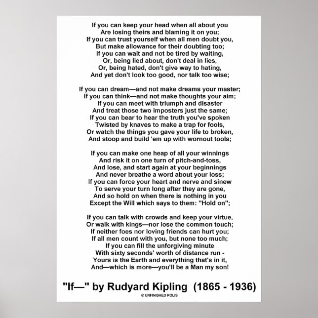 Om Dikt av Rudyard Kipling (ingen Kipling Bild) Poster (Framsidan)