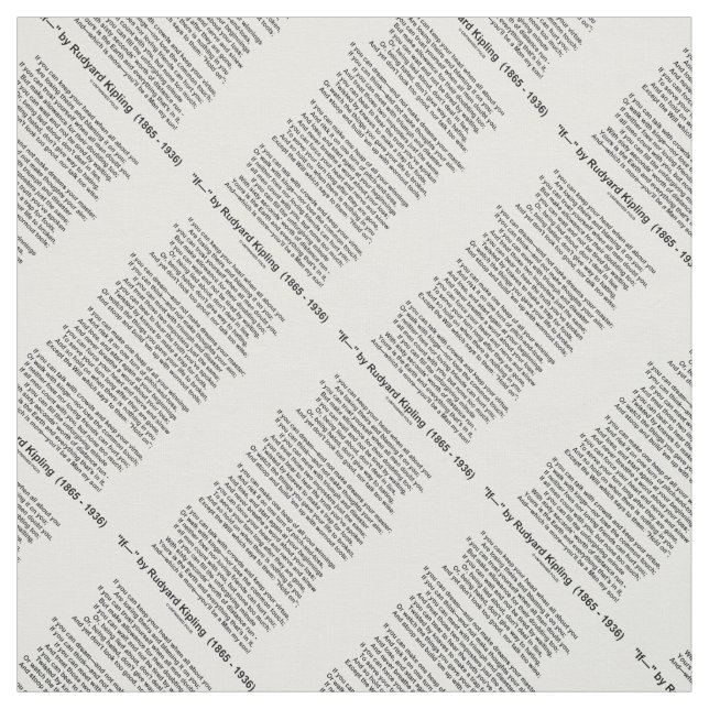 Om- Dikt av Rudyard Kipling (ingen Kipling Bild) Tyg (Provkarta)