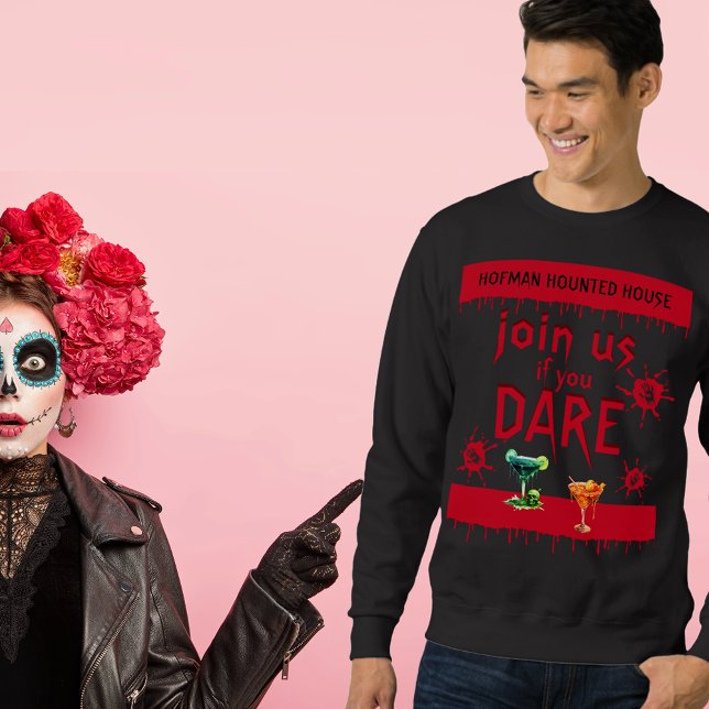 Om du använder Halloween-bakgrunden skriver du in  Lång Ärmad Tröja (#halloween, #enterifyoudare, #drippingblood, #halloweensweatshirt)