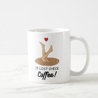 Om du är försvunnen, kolla kaffet Rolig kaffekonst Kaffemugg