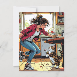 Om du behöver mig, ring mig! | Funny kaffe och kat Vykort