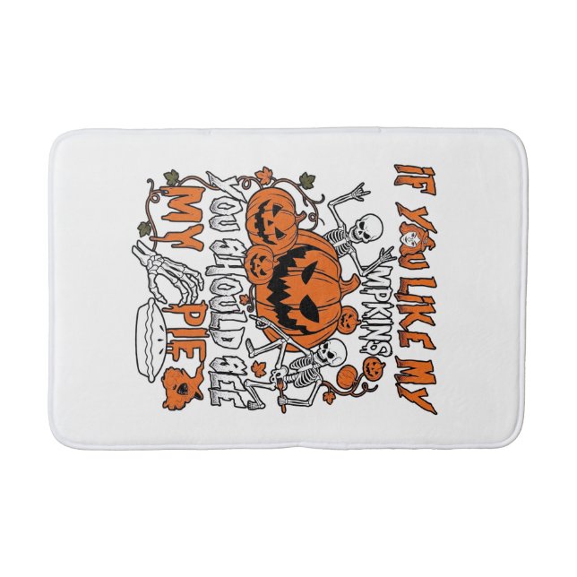 Om du gillar pumpor Halloween skelett paj_1 Badrumsmatta (Framsidan)