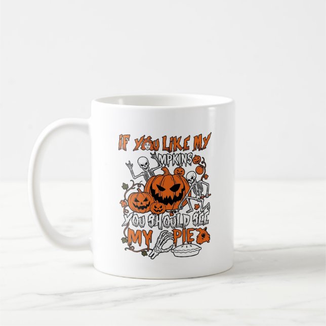 Om du gillar pumpor Halloween skelett paj_1 Kaffemugg (Vänster)