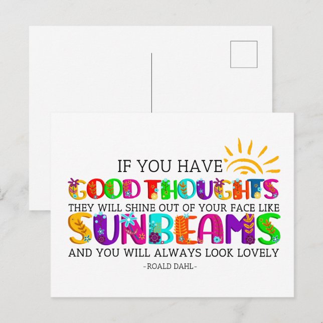 Om du har Bra tankar kommer de att skina ut Vykort (Fram/baksida)