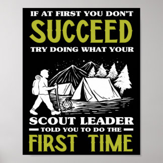 Om du inte lyckas första gången - Rolig scoutledar Poster