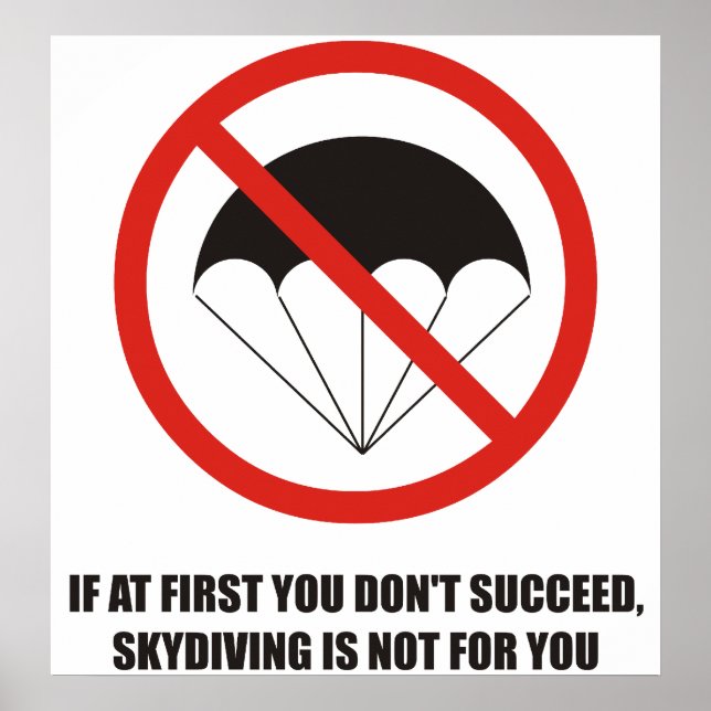 Om du inte lyckas, sluta skydiving poster (Framsidan)