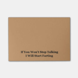 Om du inte slutar prata kommer jag att börja jobba post-it block