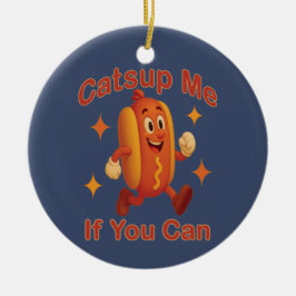 Om du kan använda Hett Hund - Ketchup Pun Julgransprydnad Keramik