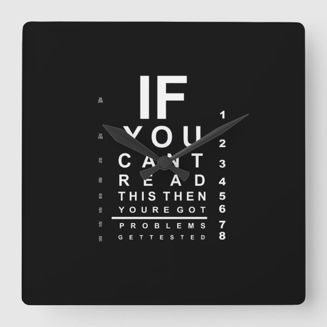 Om du läser det här öga-testdiagrammet - Mörk Fyrkantig Klocka (Framsida)